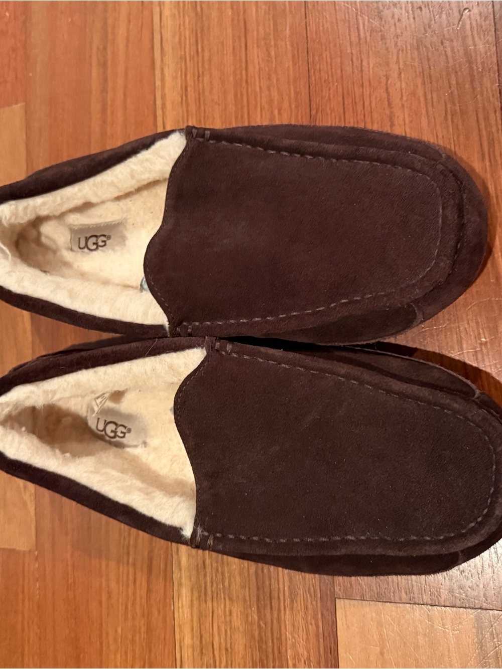 UGG Men's Dark Brown Suede Shearling-Lined Slip-On Loafers